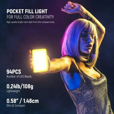 neewer vl67c app rgb led video light kit with phone clip _ Black